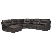 Baxton Studio Mistral 6-Piece Reclining Sectional Sofa with Left-facing Chaise Lounge - Suede Upholstered Modular Sectional with Storage